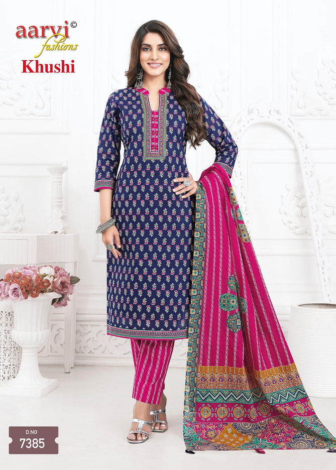 Khushi Vol 1 By Aarvi Cotton Ajrakh Printed Kurti With Bottom Dupatta Wholesale Shop In Surat
